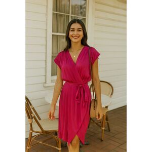Banana Republic silk belted dress FUSHIA SIZE XS